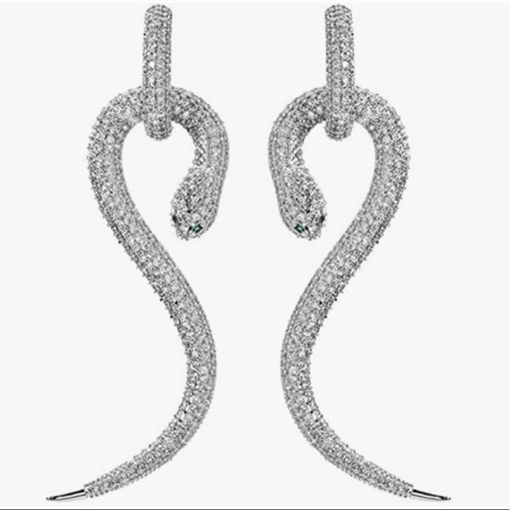 Crystal snake earrings, 925 SS posts